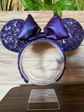 Purple Potion Sequin Minnie Ear Headband with Iridescent Bow